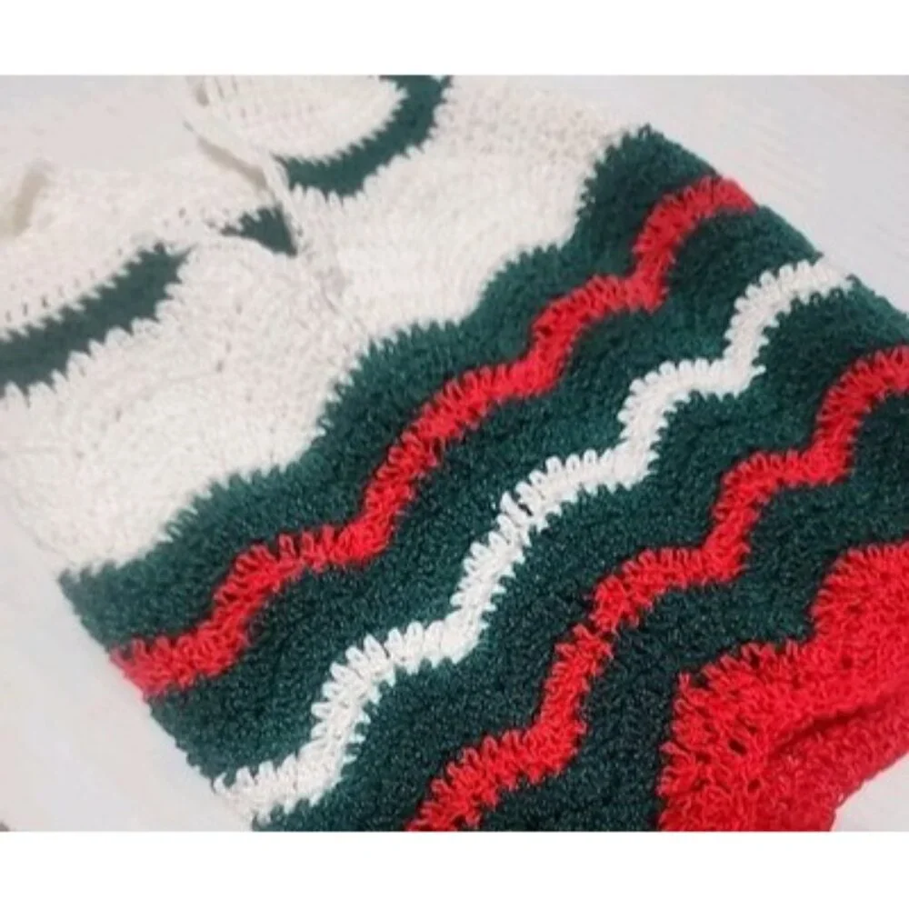 Handmade‎ Crocheted Christmas Dress for 18 In American Girl Type Doll Red Green